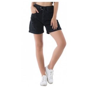 BOOHOO Shorts Blue Black Denim NEW WITH TAGS Denim Mom’s Shorts Size 4